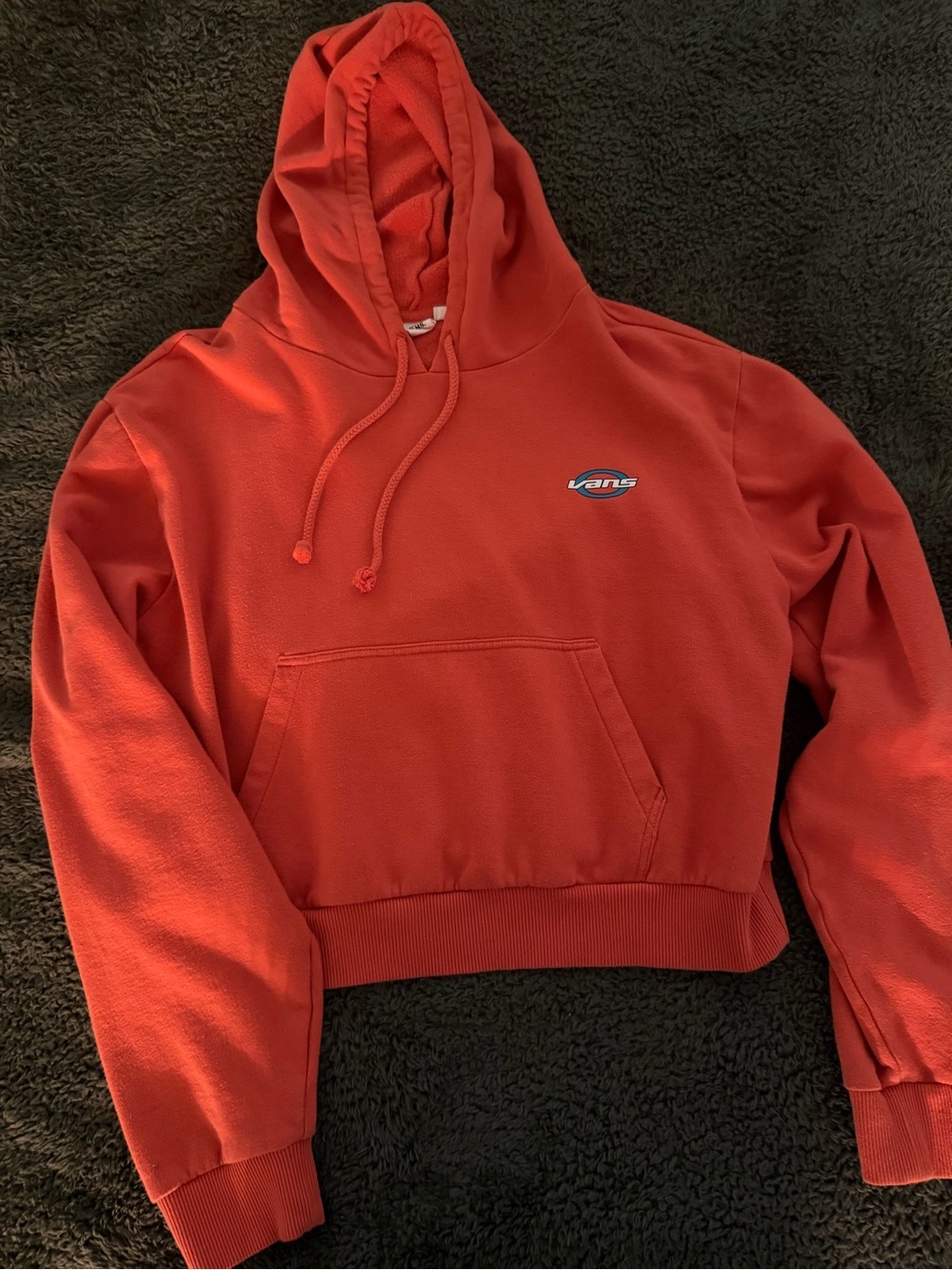 Vans Women's Bright Red Cropped Hoodie Sweatshirt